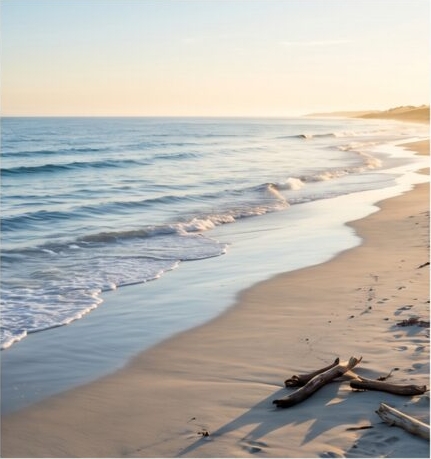 Pristine coastline at golden hour