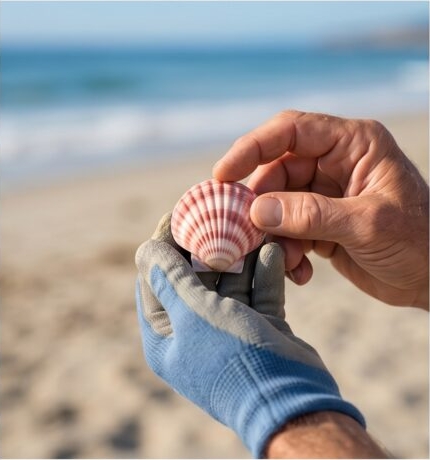 Hands holding seashell